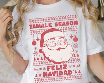 Navidad Shirt, Spanish Ugly Christmas T-shirt, Latina Gift, Latinx, Mexicana, Spanglish Xmas Tee-Shirt, Espanol Mexican Tamale, Santa Tuki