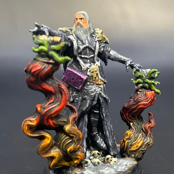 Painted Human Miniature | Male| Eldritch Wizard/Evil Warlock| Pathfinder| D&D Tabletop Miniature