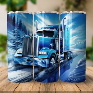 Semi Truck 20 oz Straight Tumbler Sublimation Design Digital Download PNG, Skinny Tumbler Design Digital Only, Big Rig Trucker Tumbler Wrap