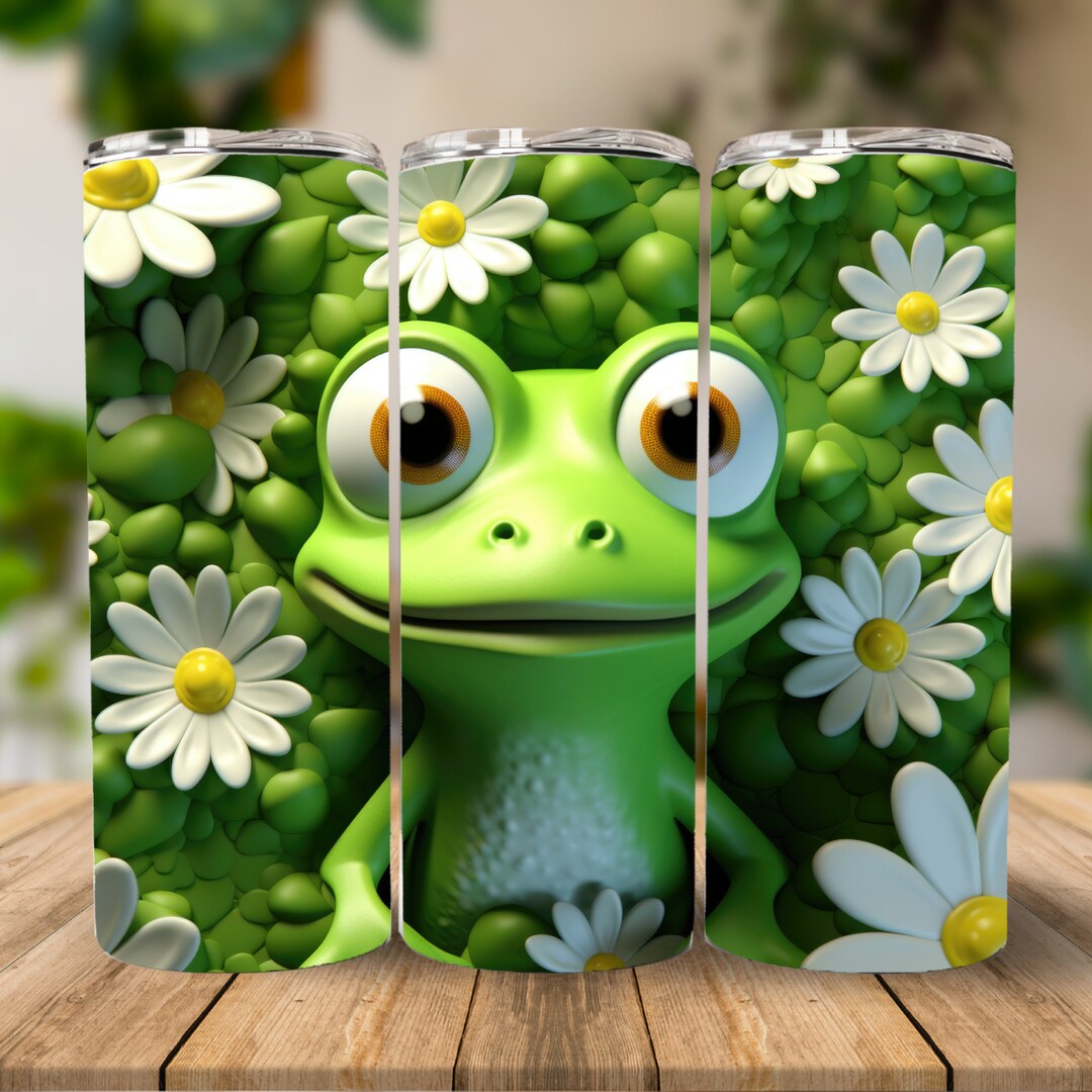 3D Cute Frog 20 Oz Skinny Tumbler Sublimation Design, Instant Digital ...