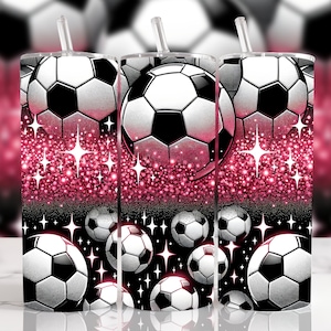 Girl Soccer 20 oz Straight Tumbler Sublimation Design Digital Download PNG, Skinny Tumbler Design Digital Only, Pink Soccer Tumbler Design