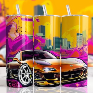 JDM Car 20 oz Diseño de sublimación de vaso recto Descarga digital PNG, Diseño de vaso delgado solo digital, Diseño de vaso de coche hombre