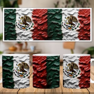 3D Textured Mexican Mug 11oz and 15oz Mug Design Digital Download PNG, Mug Sublimation Design Digital Only, Mexico Mug Wrap