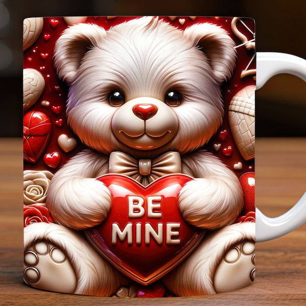 Be Mine Glossy Valentine's Mug Wrap, 11oz and 15oz Mug Design Digital Download PNG, Mug Sublimation Design Digital Only, Love Mug Design