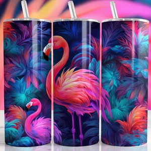 Flamingo Tumbler Wrap | 20 oz Skinny Tumbler | 20oz Sublimation Tumbler | PNG Straight Skinny Tumbler | Sublimation Design |flamingo Tumbler