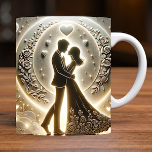 Emballage de tasse de couple, conception de tasse de 11 oz et de 15 oz téléchargement numérique PNG, conception de sublimation de tasse numérique seulement, conception de tasse de Saint-Valentin