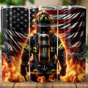Firefighter Patriotic 20oz Straight Tumbler Sublimation Design Digital Download PNG, Skinny Tumbler Design Digital, Firefighter Tumbler Wrap