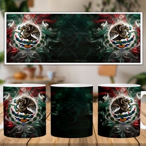 3D Textured Mexican Mug 11oz and 15oz Mug Design Digital Download PNG, Mug Sublimation Design Digital Only, Mexico Mug Wrap