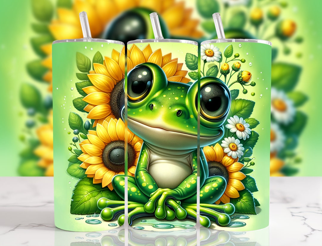Frog Sunflower 20 Oz Straight Tumbler Sublimation Design Digital ...