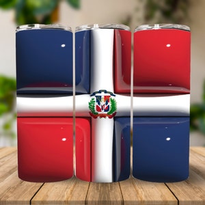 3D Inflated Dominican Republic Flag 20 oz Tumbler Wrap, Sublimation Design, Instant Digital Download PNG, Straight Tumbler Wrap, 3D Tumbler
