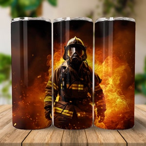 Firefighter 20 oz Straight Tumbler Sublimation Design Digital Download PNG, Skinny Tumbler Design Digital Only, FireMan Tumbler Wrap
