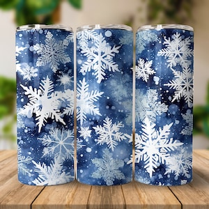 Christmas Snowflakes 20 oz Straight Tumbler Sublimation Design Digital Download PNG, Skinny Tumbler Design Digital Only, Winter Tumbler Wrap