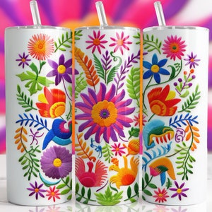 Mexico Embroidered Tumbler Wrap | Mexican Design | 20oz Sublimation Tumbler | PNG Straight Skinny Tumbler |Sublimation Design | Mexico png