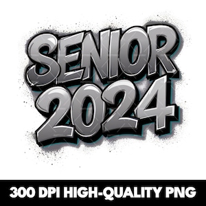 Gray 2024 Senior PNG, Graduation Clipart Shirt Sublimation Design, Download PNG Instant Digital Only, DTF png File, Senior Tshirt Design