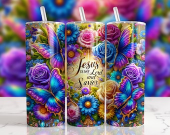 Jesus Is My Lord And Savior 20oz Straight Tumbler Sublimation Design Digital Download, Skinny Tumbler Design Digital, Christian Tumbler Wrap