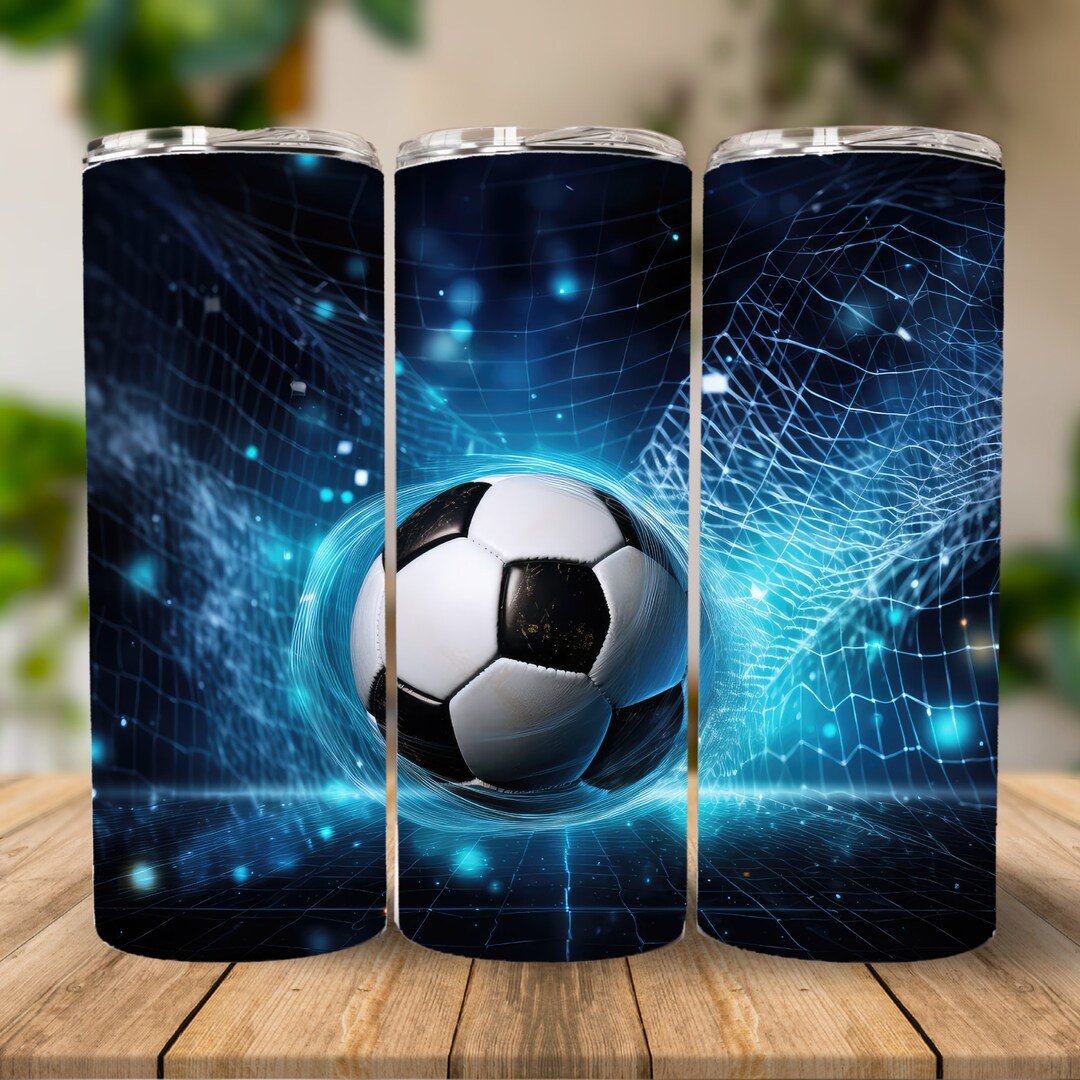 Blue Soccer Tumbler Wrap Football Tumbler Wrap 20oz Sublimation Tumbler