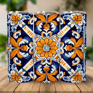 Mexican Talavera Tumbler Wrap | 20 oz Skinny Tumbler | 20oz Sublimation Tumbler | PNG Straight Skinny Tumbler | Sublimation Design | Digital