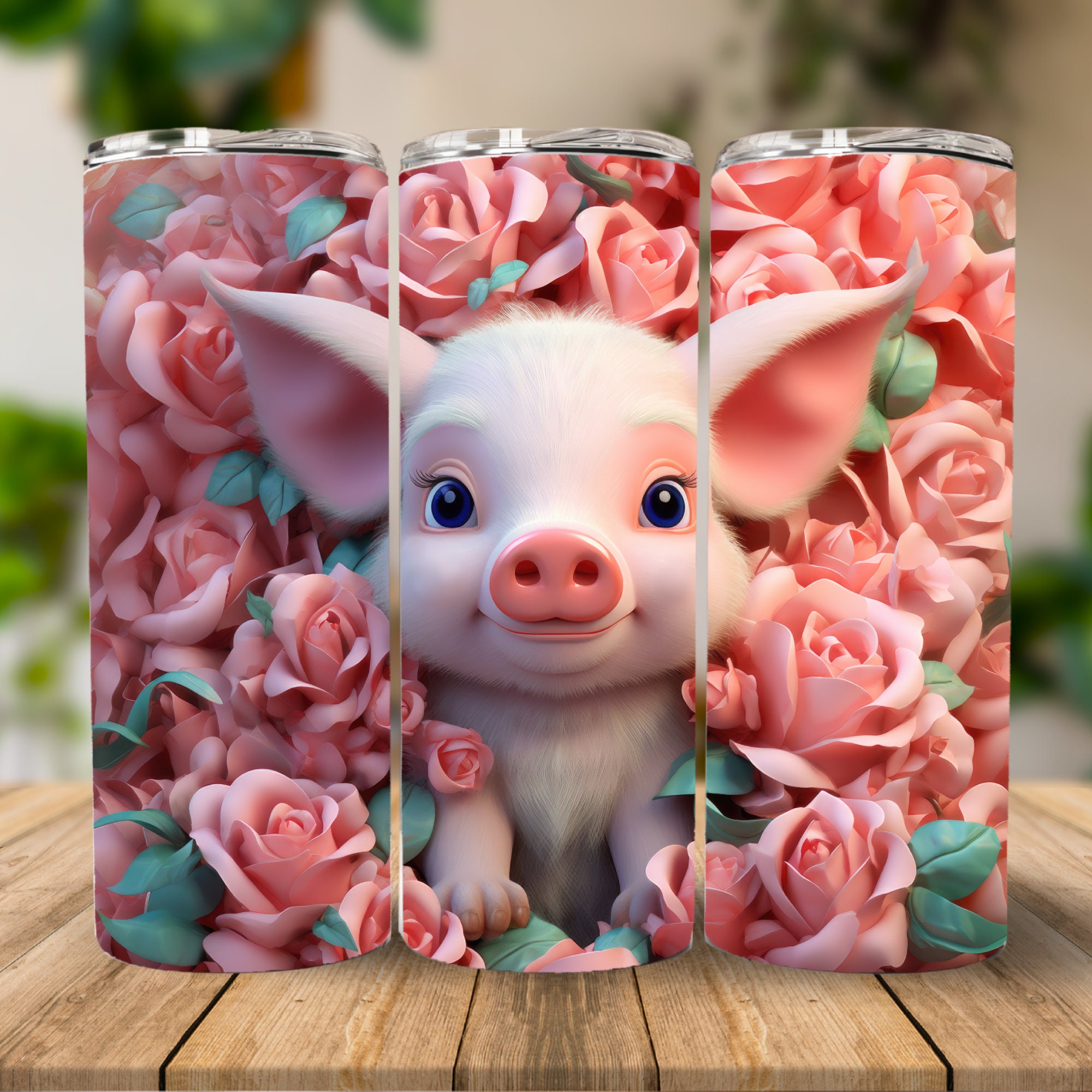 Pig 40oz Wrap Watercolor 40 oz Tumbler Wrap Template PNG 40 oz Skinny  Tumbler Sublimation 40oz wrap Just a girl who loves pigs