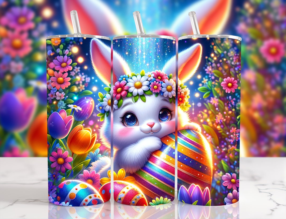 Bunny Easter 20 Oz Straight Tumbler Sublimation Design Digital Download ...