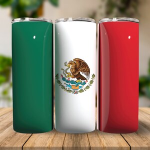 3D Inflated Mexico Flag 20 oz Skinny Tumbler Sublimation Design, Instant Digital Download PNG, Straight Tumbler Wrap, Mexican Tumbler Wrap