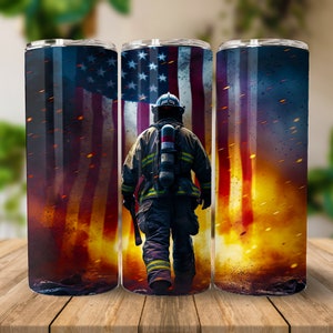 Firefighter 20 oz Straight Tumbler Sublimation Design Digital Download PNG, Skinny Tumbler Design Digital Only, FireMan Tumbler Wrap
