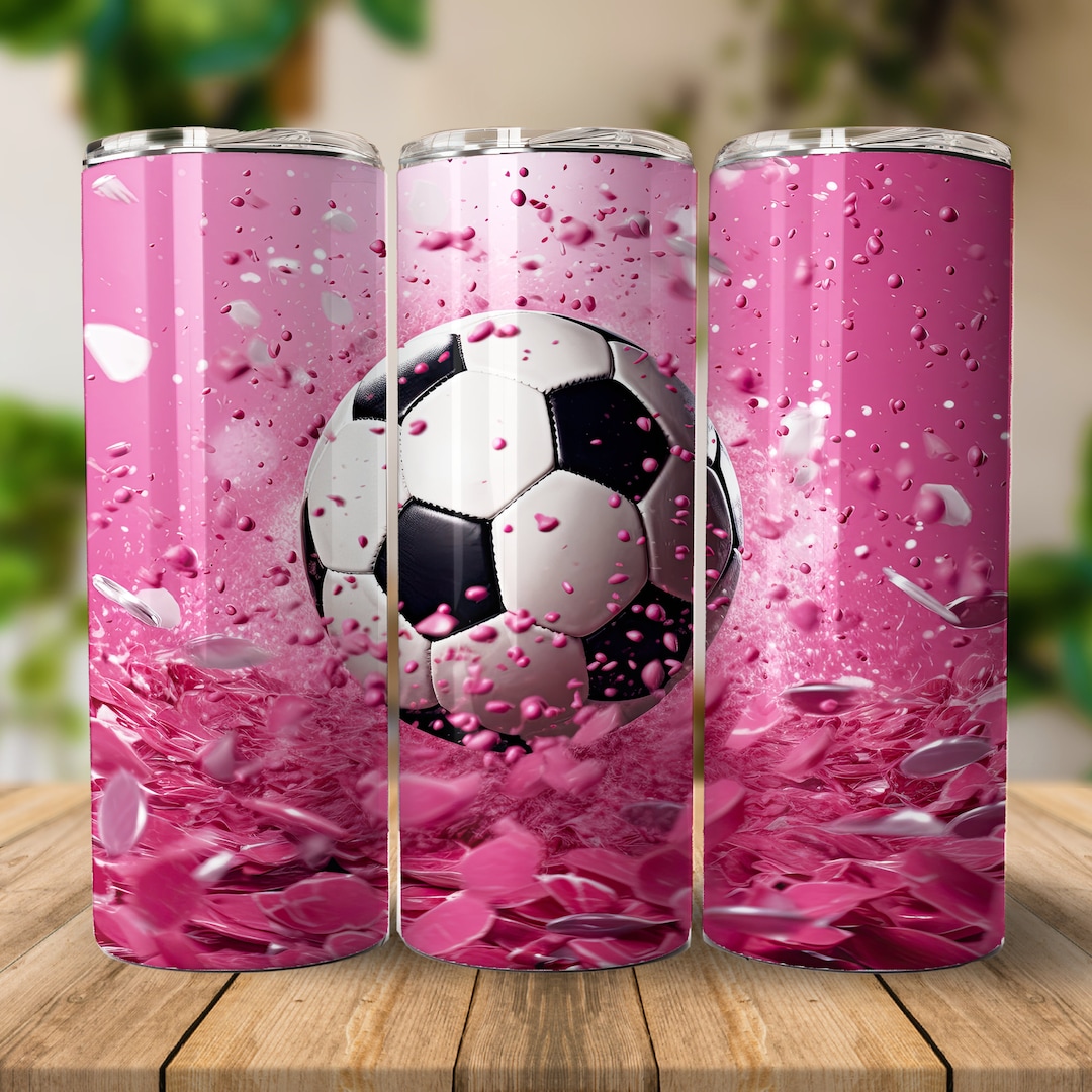 Pink Woman Soccer 20 Oz Straight Tumbler Sublimation Design Digital