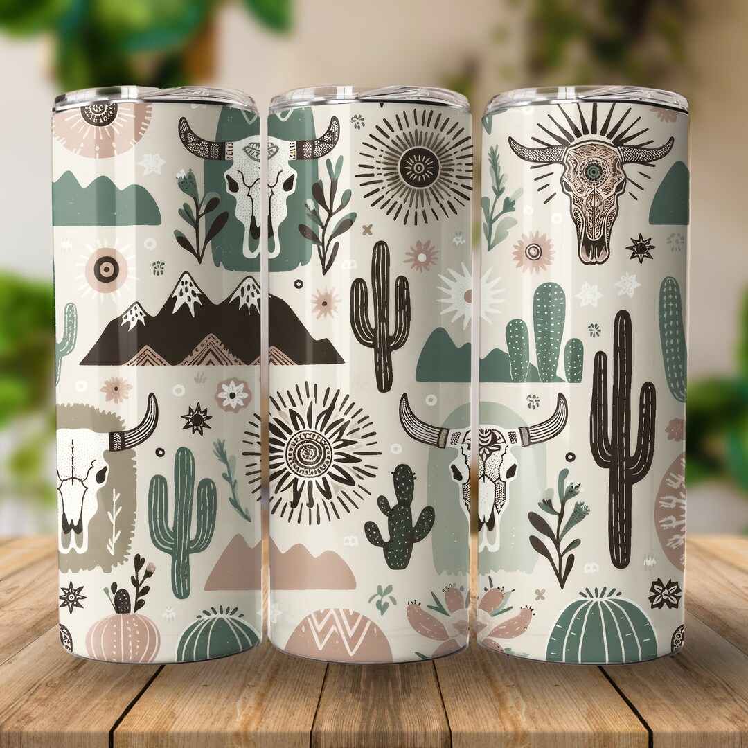 Boho Western 20 Oz Straight Tumbler Sublimation Design Digital Download ...