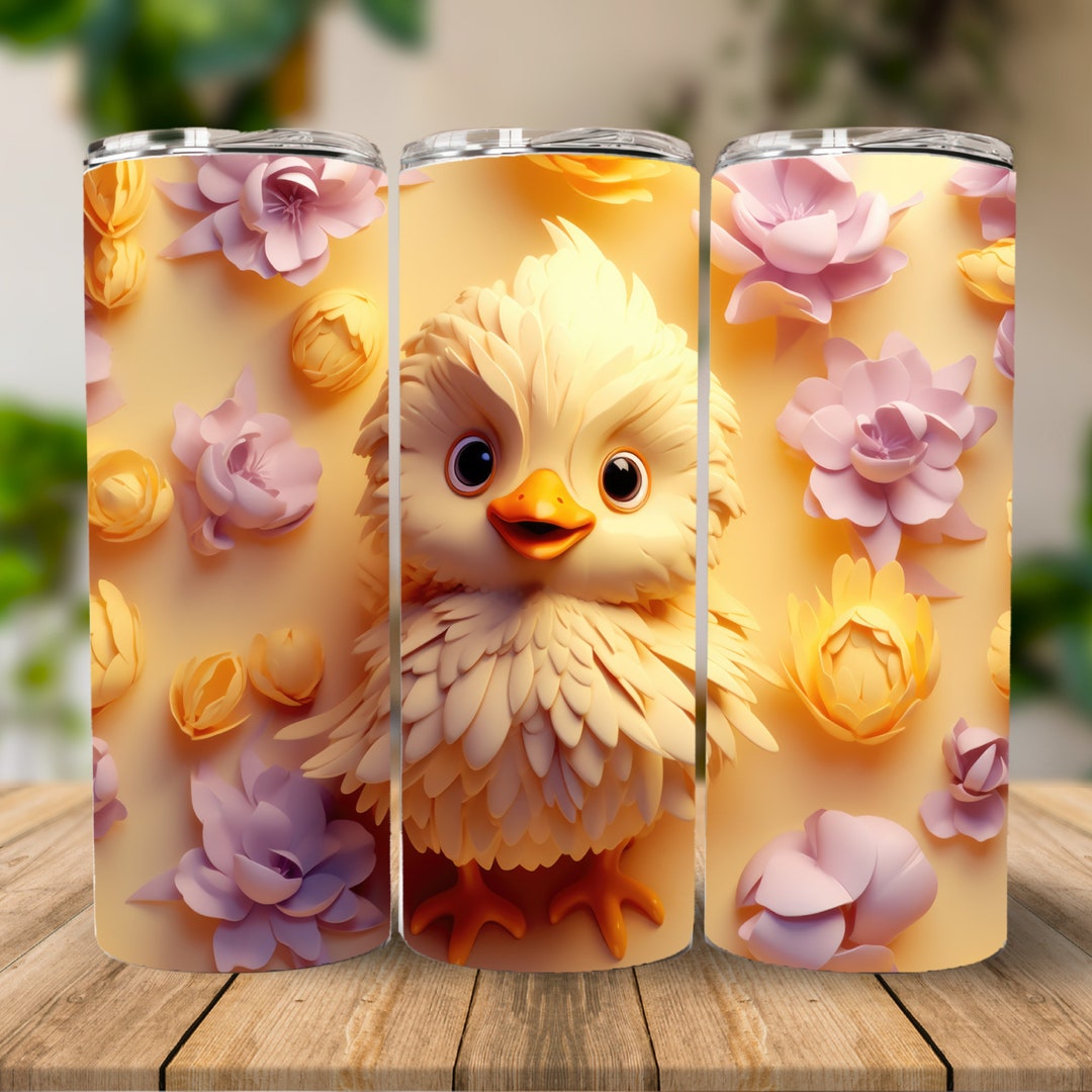 3D Cute Floral Chick 20 Oz Skinny Tumbler Sublimation Design, Instant ...