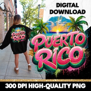 Tropical Puerto Rico PNG, Boricua Sublimation Design, Graffiti Puerto Rican Mug PNG, Summer Clipart, Puerto Rico Instant Digital Download