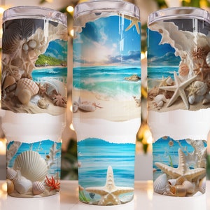 3D Strand 40oz Tumbler Wrap, Sublimation Design Digital Download PNG, 40oz Sublimation Wrap, 40 oz Tropical Beach Sublimation Design