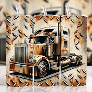 Rusty Semi Truck 20 oz Straight Tumbler Sublimation Design Digital Download PNG, Men Skinny Tumbler Design Digital Only, Semi Truck Tumbler