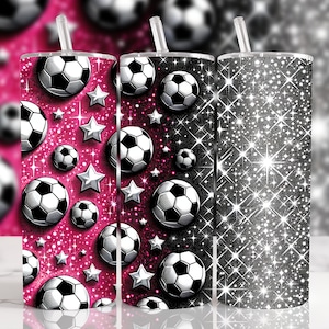 Pink Soccer Woman 20 oz Straight Tumbler Sublimation Design Digital Download PNG, Skinny Tumbler Design Digital Only, Soccer Tumbler Design