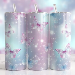 Butterflies Aesthetic 20 oz Straight Tumbler Sublimation Design Digital Download PNG, Skinny Tumbler Design Digital Only, Woman Tumbler Wrap