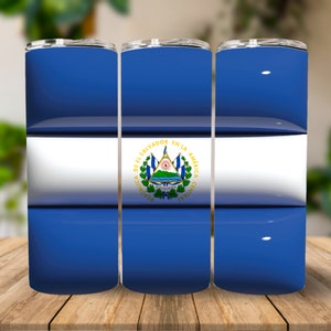 3D El Salvador 20 oz Tumbler Wrap, Sublimation Design, Instant Digital Download PNG, Straight Tumbler Wrap, 3D Tumbler Design