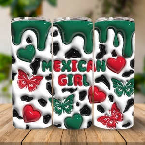 3D Puffy Mexican Girl 20oz Skinny Tumbler Sublimation Design, Instant Digital Download PNG, Sublimation Design, 3d Mexican Tumbler Wrap