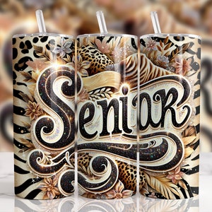 Senior Girl Glitter 20 oz Straight Tumbler Sublimation Design Digital Download PNG, Skinny Tumbler Design Digital, Graduation Tumbler Wrap