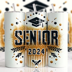 2024 Senior 20 oz Straight Tumbler Sublimation Design Digital Download PNG, Skinny Tumbler Design Digital Only, Graduate Tumbler Design