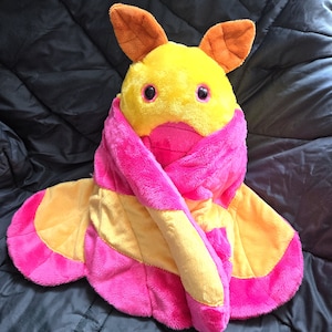 2lb Weighted Plush Rosy Maple Moth | Soft Sculpture Moth Art Collectible | Weighted Anxiety Blanket | Stim Toy Butterfly - MADE TO ORDER