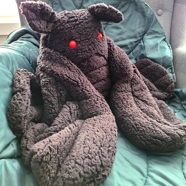 5lb Weighted Plush Mothman | Plush Art Doll Collectible | Anxiety Blanket | Stim Toy Butterfly | Cryptid Plush - MADE TO ORDER