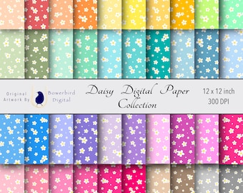 Floral Digital Paper, Daisy Paper, Digital Scrapbook Paper, Digital Junk Journal Paper, Seamless Digital Paper, Seamless Paper Pattern