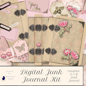 Digital Junk Journal Kit, DIY Complete Junk Journal, William Morris, Ephemera, Digital Journal, Scrapbooking, Gift, Junk Journal Printable