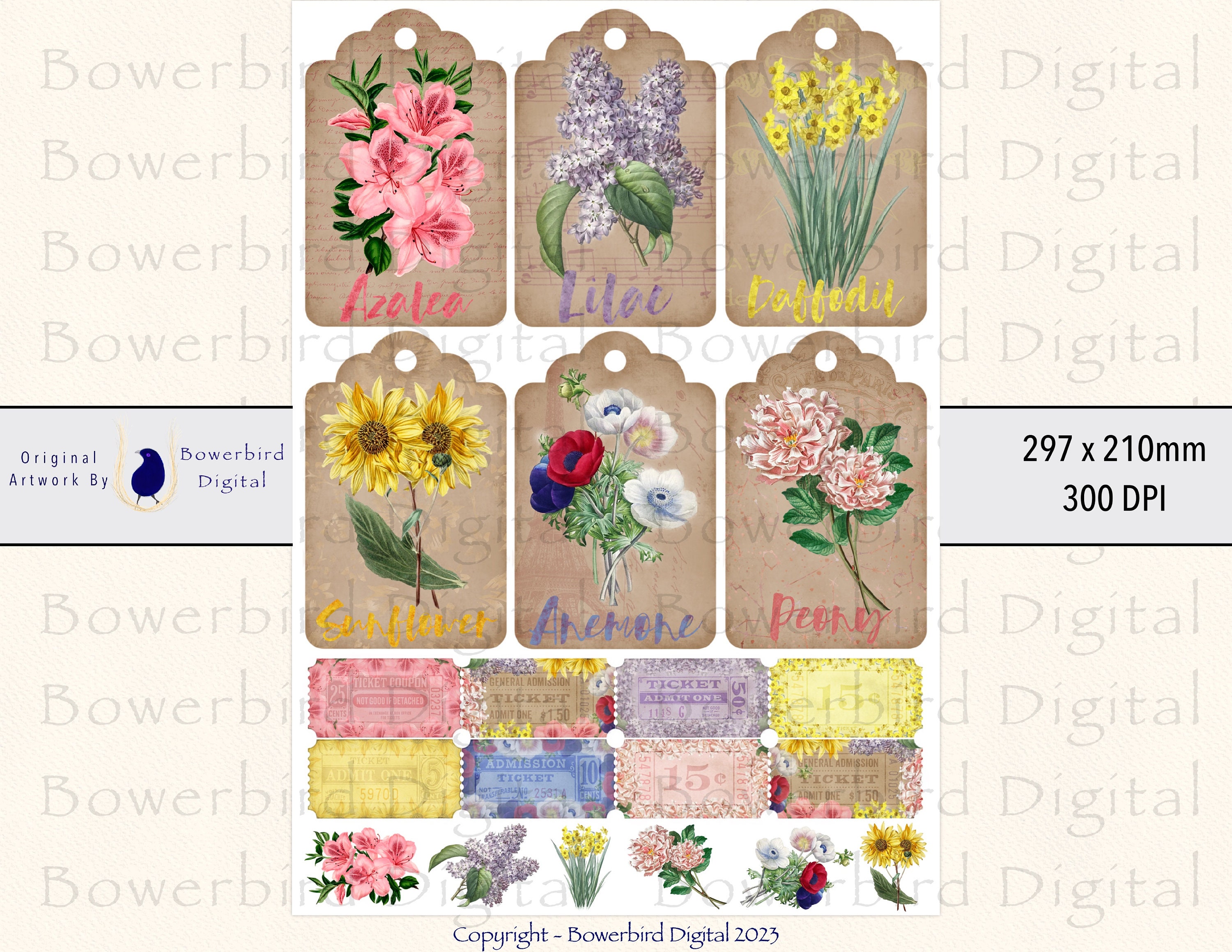 Botanical Tags, Digital Tags, Junk Journal Digitals, Transparent PNG ...