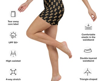 umgedrehte Ananas Yoga-Shorts mit hoher Taille, Swinger-Lifestyle-Trainingskleidung, Sänger-Yoga-Shorts