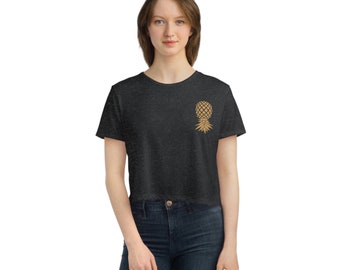 Upside-down Ananas / Swinger Frauen Flowy Cropped T-Shirt