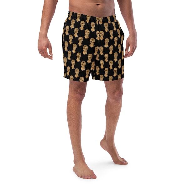 Upside down pineapple swingers Men's swim trunks with liner, longer board short option