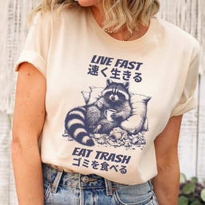 Live Fast Eat Trash Shirt, Vintage 90er Jahre Waschbär Shirt, Waschbär Shirt, Y2K Shirt, Trash Panda Shirt, TikTok, Preppy Sweatshirt, Ratte