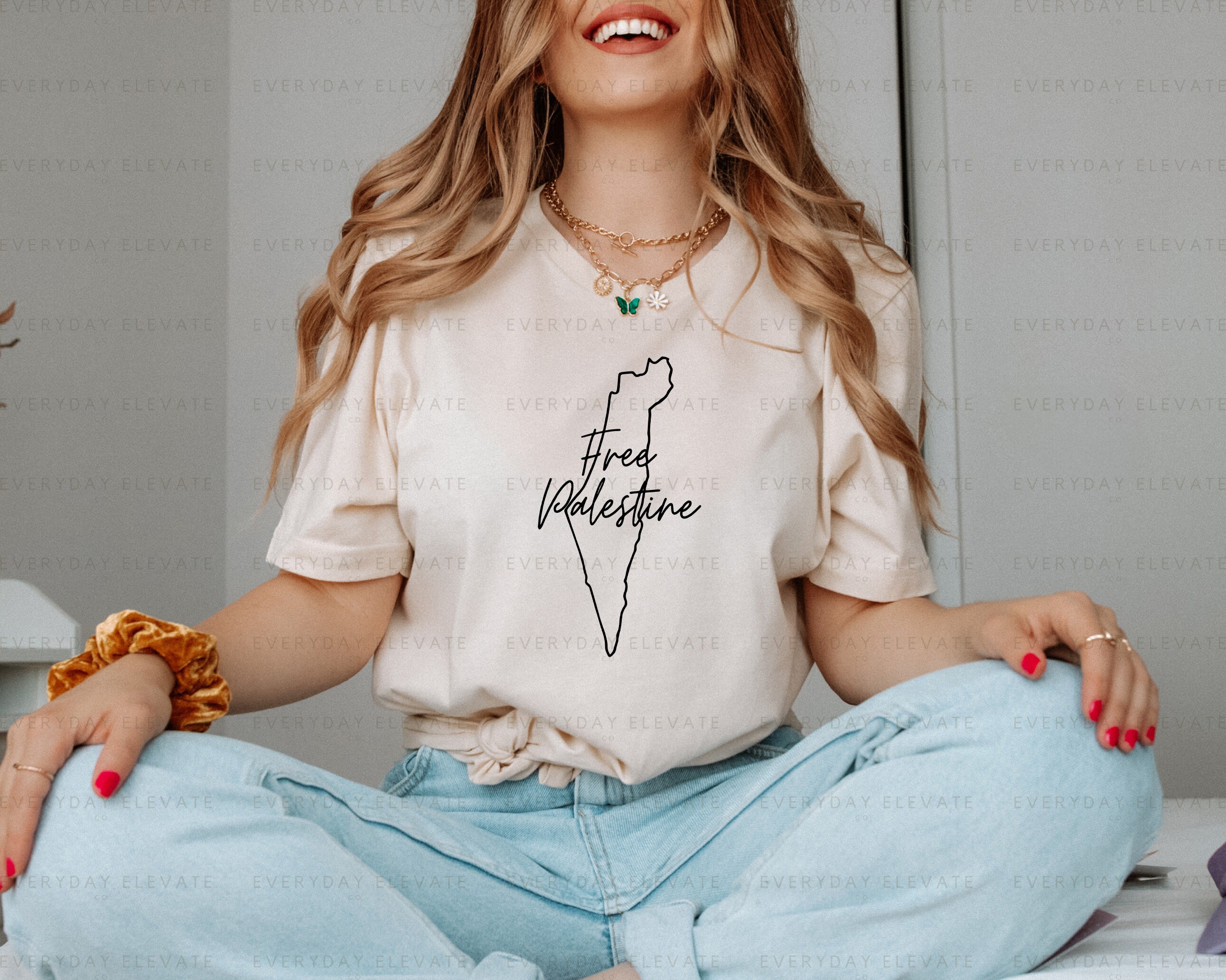 Palestine Flag Products - Sustainably Made Unisex T-shirt Free Free Palestine