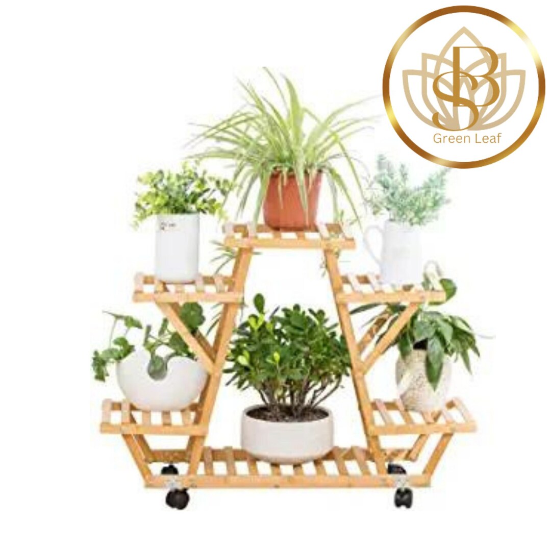 Bamboo Plant Stand Rack Multiple Flower Pot Holder Shelf Etsy