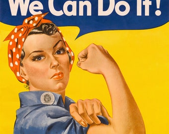 J. Howard Miller - We Can Do It 1942 WWII Poster Rosie the Riveter World War 2 Women's Military Recruitment - 17" x 22" Fine Art Print