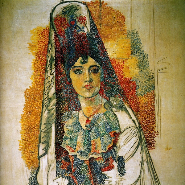 Pablo Picasso - Woman with Mantilla (1917) Fashionista Art - 17" x 22" Fine Art Print